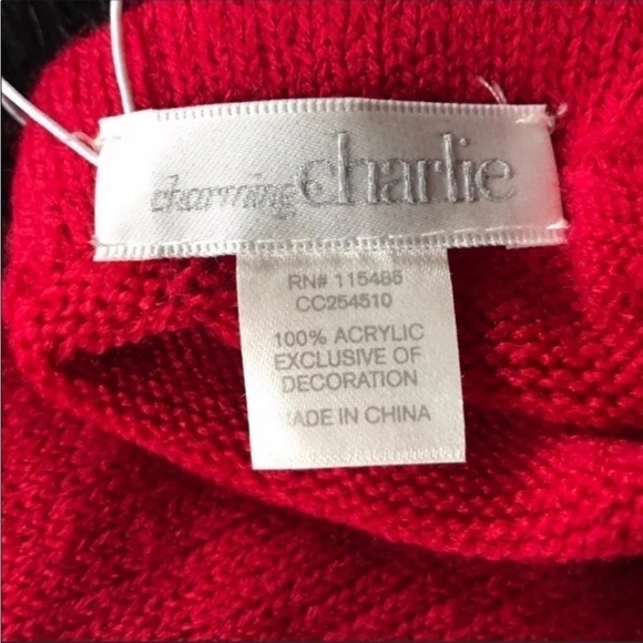 NWT Embellished RED Knit Gloves One size 1 Pair NEW WITH TAGS - Picture 14 of 15